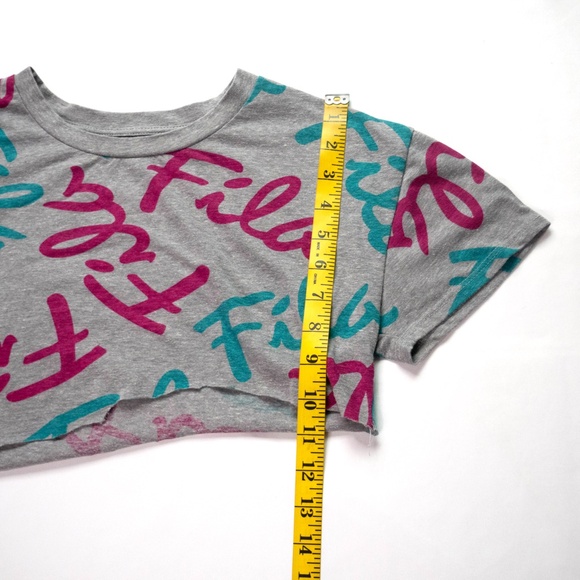 Fila Womens Size Small Big Girls Large (14/16) Grey Multicolored Crop Shirt - Picture 7 of 8